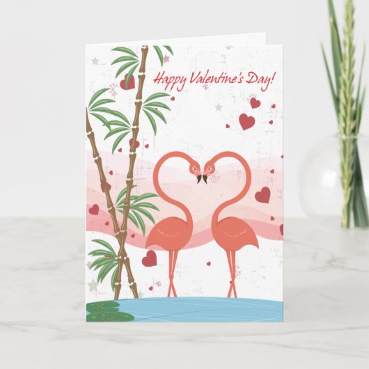 de kaart van de flamingo'sValentijnsdag (Voorkant)