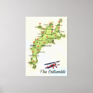 De kaart van de Katoen Canvas Afdruk