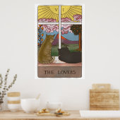 De Kaart van de Lovers Cat Tarot Poster (Keuken)