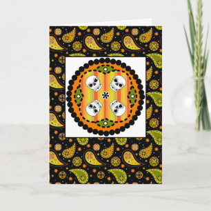 De Kaart van de Schedel van Halloween Paisley