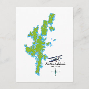 De kaart van de Shetlandeilanden