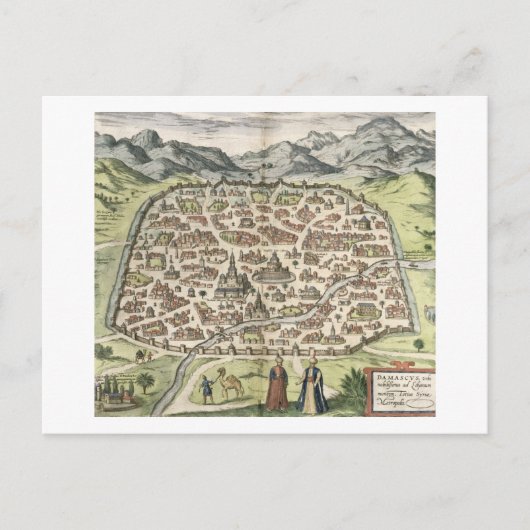 De kaart van de stad van Damascus, Syrië, 1620 (Voorkant)