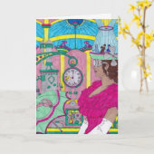 De Kaart van de verjaardag - Heldere Steampunk (Gele Bloem)