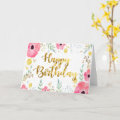 De Kaart van de verjaardag met gouden (Gele Bloem)