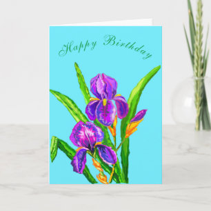 De Kaart van de verjaardag met Irises Flowers - Jo