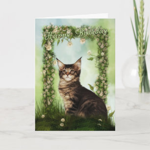 De Kaart van de verjaardag met Leuke Kat
