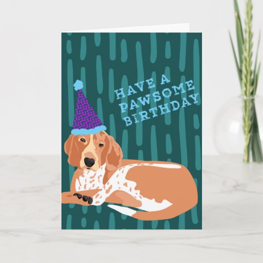 De Kaart van de Verjaardag van Coonhound Pawsome (Voorkant)