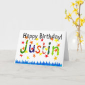 De Kaart van de Verjaardag van "Justin" (Gele Bloem)