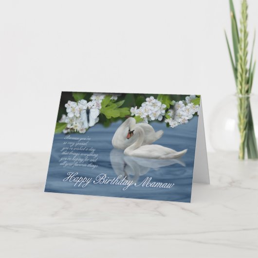 De Kaart van de Verjaardag van Mamaw - Zwanen en (Voorkant)