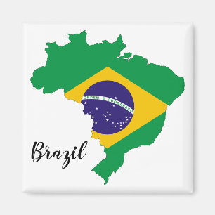 De Kaart van de Vlag van Brazilië Magneet