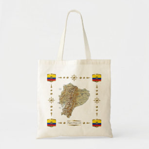 De Kaart van Ecuador + De Zak van vlaggen Tote Bag