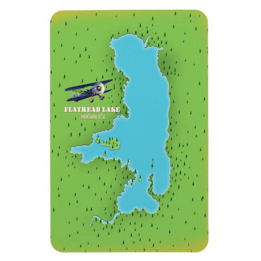 De kaart van Flathead Lake Montana USA is een reis Magneet (Verticaal)