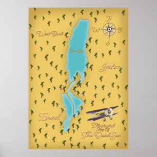 De kaart van het Dode Zee Poster