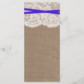 De Kaart van het menu Rustic Blue Bow Wedding Coll (Achterkant)