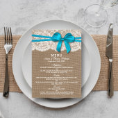 De Kaart van het menu Rustic Blue Bow Wedding Coll