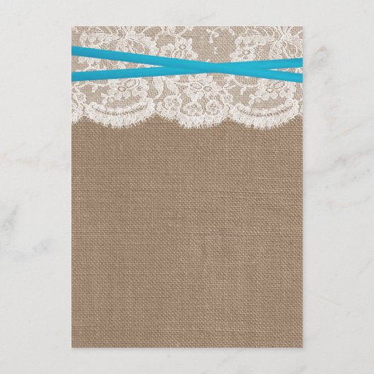 De Kaart van het menu Rustic Blue Bow Wedding Coll (Achterkant)