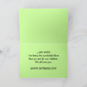 De Kaart van het Moederdag "aan van Mijn Vrouw" (Binnen)
