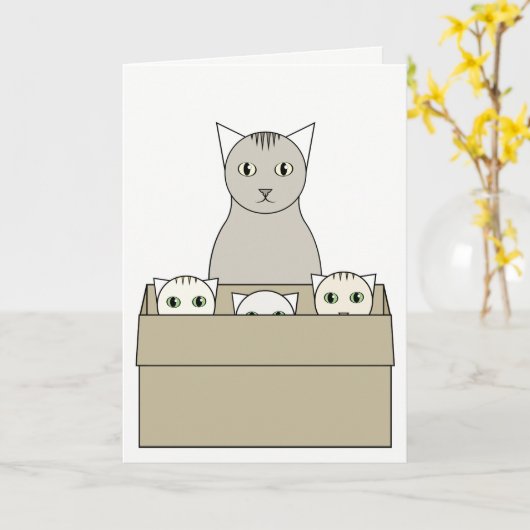 De Kaart van het Moederdag kat-Themed (Gele Bloem)