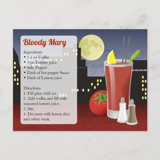 De Kaart van het Recept van de bloody mary (Voorkant)