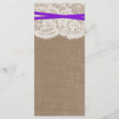 De Kaart van het Rustic Paarse Bow Wedding Collect (Achterkant)