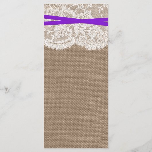 De Kaart van het Rustic Paarse Bow Wedding Collect (Achterkant)