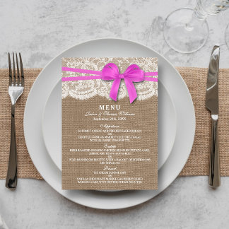 De Kaart van het Rustic Pink Bow Wedding Collectie