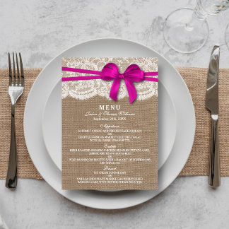 De Kaart van het Rustic Pink Bow Wedding Collectie