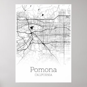 De Kaart van Pomona - Californië - het Poster van