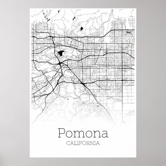 De Kaart van Pomona - Californië - het Poster van  (Voorkant)