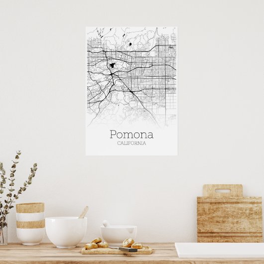 De Kaart van Pomona - Californië - het Poster van (Keuken)
