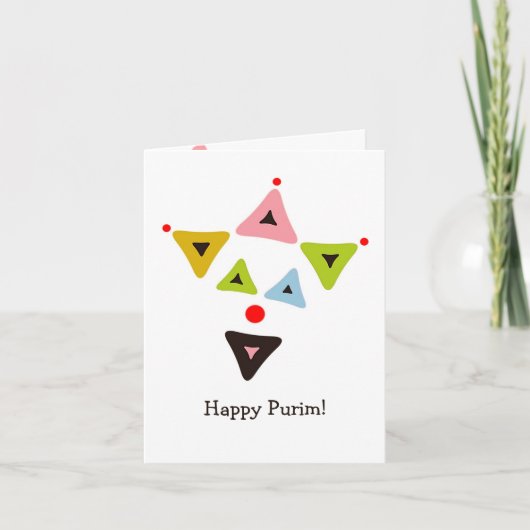 De Kaart van Purim van de Clown van Hamantaschen (Voorkant)