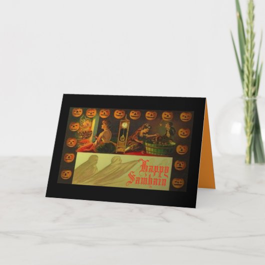 De kaart van Samhain op vintage kaart wordt (Voorkant)