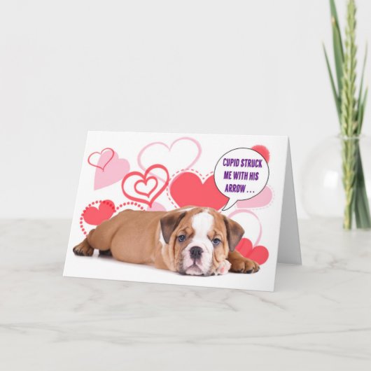 De Kaart van Valentijn van het Puppy van de buldog (Voorkant)
