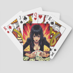 De kaartgoochelaarster – Dame van verborgen spelen Pokerkaarten