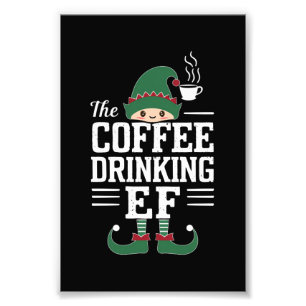 De Kabouterfamilie die koffie drinkt, kerst-matchi Foto Afdruk