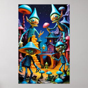 De kabouters van Groll-Town - Ken Gage Fantasy Art Poster
