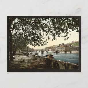 De kade van de Saône, Lyon, Frankrijk klassi Briefkaart