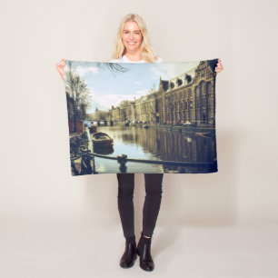 De Kanalen van Amsterdam in de stad Fleece Deken