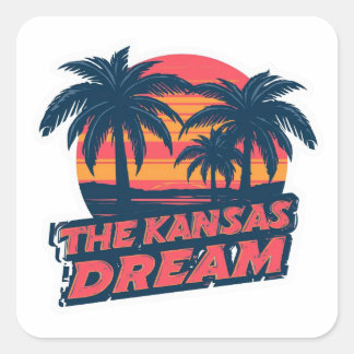 De Kansas Droom Amerikaanse Retro Zomer Vierkante Sticker