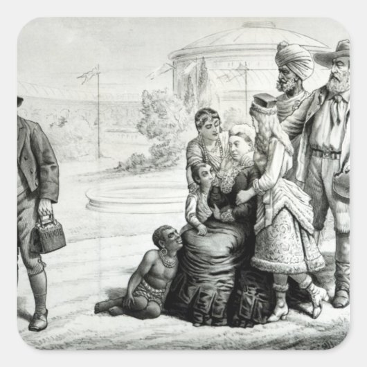 De kapegrace van het gezin vierkante sticker (Voorkant)