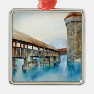 De Kapelbrug in Luzern (Zwitserland) Metalen Ornament