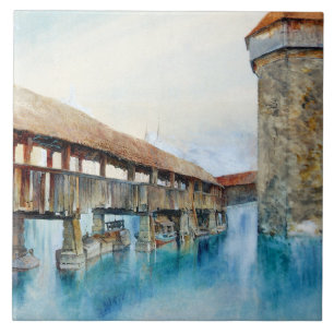 De Kapelbrug in Luzern (Zwitserland) Tegeltje