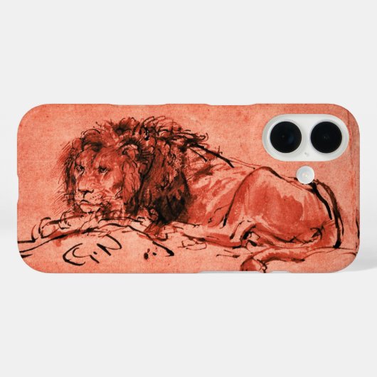 DE KAPITEIN LION LYING DOWN, Antiek Rood, zwart Case-Mate iPhone Case (Achterkant (horizontaal))