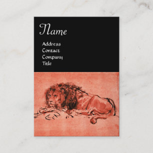 DE KAPITEIN LION LYING DOWN MONOGRAM, Red, Roze zw Visitekaartje