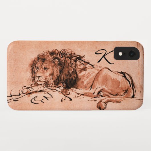 DE KAPITEIN LION LYING DOWN, Roze, zwart Monogram Case-Mate iPhone Case (Achterkant (horizontaal))