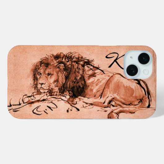 DE KAPITEIN LION LYING DOWN, Roze, zwart Monogram Case-Mate iPhone Case (Achterkant (horizontaal))