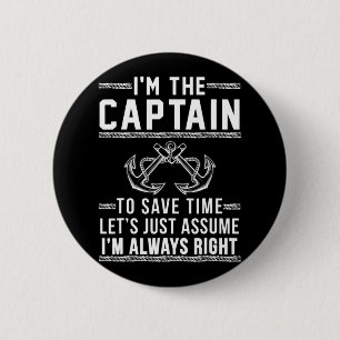De Kapitein Van De Boot Ronde Button 5,7 Cm