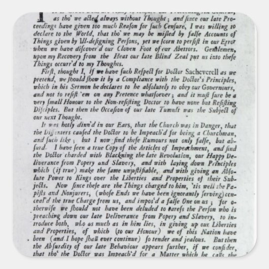 De kapitein van de Mobs Declaration Vierkante Sticker (Voorkant)