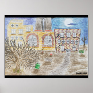 De kapotte fabriek van gedoemde machines poster