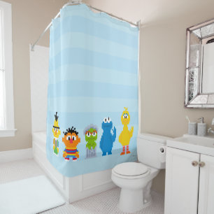 De Karakters van het Sesame Street van het pixel Douchegordijn